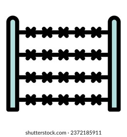 Border fence icon outline vector. Refugee war. Family seeker color flat