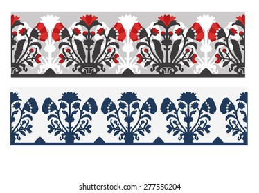 border floral blue background white flowers light grey background red flowers  of carnations 