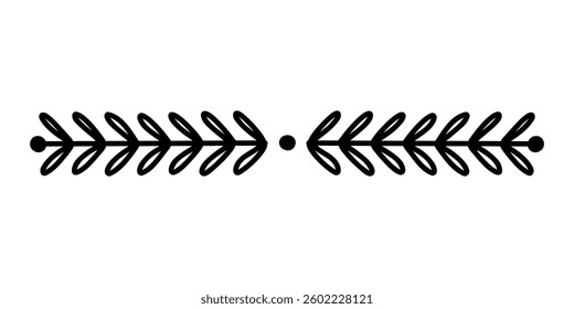 Border. Floral dividers, doodle style isolated decorative elements. Wedding cards, posters and banners design. Flowers leaves and ornament. Calligraphic underline. Curve separator, vector
