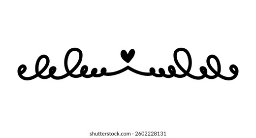 Border. Floral dividers, doodle style isolated decorative elements. Wedding cards, posters and banners design. Flowers leaves and ornament. Calligraphic underline. Curve separator, vector