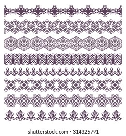 Border Floral Henna Tattoo Silhouettes Set Stock Vector (Royalty Free ...