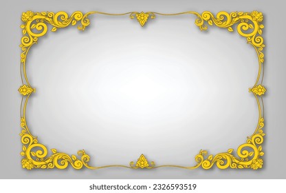 Border floral retro pattern antique style acanthus foliage, Swirl decorative corner design element filigree calligraphy