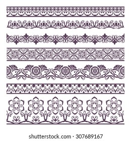 Border Floral  Silhouettes Illustration Set for banners and ethnic decoration