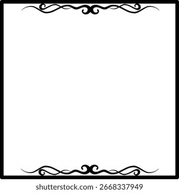 Border with flower, Black and white frame