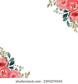border with flower bouquet, wedding frame or greeting card