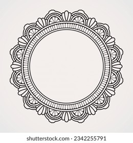 border flower ornament with circular shape for photos and quotes. suitable for henna, tattoos, photos, coloring books. islam, hindu,Buddha, india, pakistan, chinese, arab