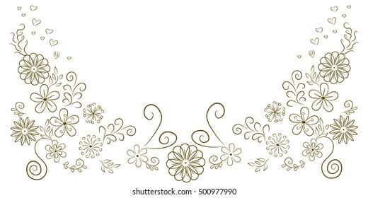 Border with flowers. Use as invitation card for wedding, birthday and other holiday.