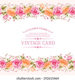 Border of flowers in vintage style