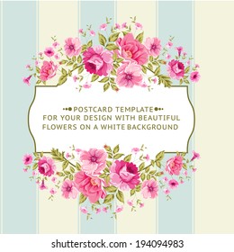 Border of flowers in vintage style. Vector illustration.