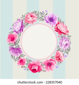 Border of flowers in vintage style. Vector illustration.