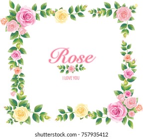 Border of flowers in vintage style. Vector illustration.