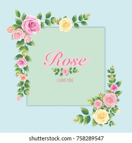 Border of flowers in vintage style. Vector illustration.