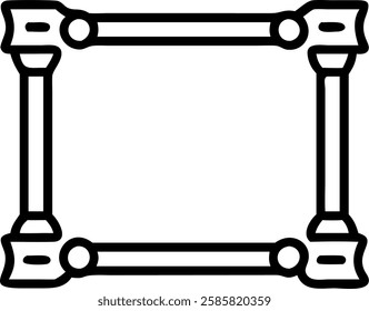 Border frame with Ashoka pillar motifs and tricolor accents copy space in center. concept as A sophisticated border frame featuring Ashoka pillar motifs at the corners and tricolor accents along the e