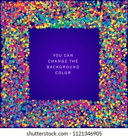 Border frame background with colorful square shapes.