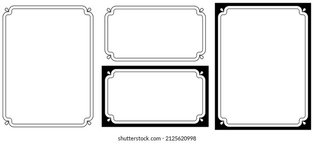 Border frame banners. Vector book pages and stickers. Simple rectangular billboard, plaque, signboard or label 