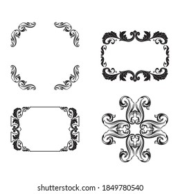 Border and Frame mit barocken Stil. Zierelemente für Ihr Design. Schwarz-Weiß-Farbe. Blumengravur für Postkarten oder Einladungen für soziale Medien.