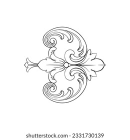 Border and Frame with baroque style. Ornament elements for your design. Black and white color. Floral engraving decoration for postcards or invitations for social media.