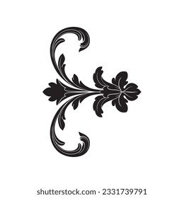 Border and Frame with baroque style. Ornament elements for your design. Black and white color. Floral engraving decoration for postcards or invitations for social media.
