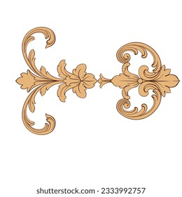 Border and Frame with baroque style. Ornament elements for your design. Black and white color. Floral engraving decoration for postcards or invitations for social media.