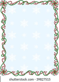 A Border Or Frame With Candy Canes And Ribbons