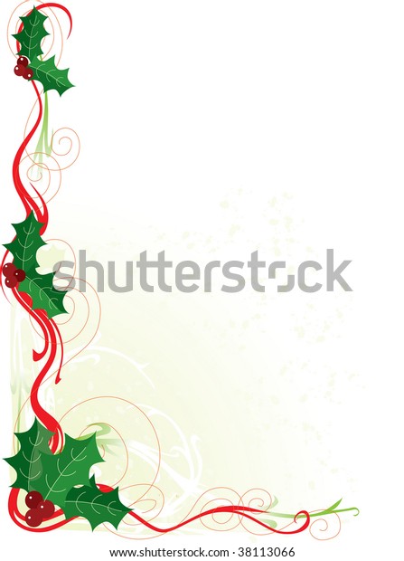 Border Frame Christmas Holly Scrolls Stock Vector (Royalty Free ...