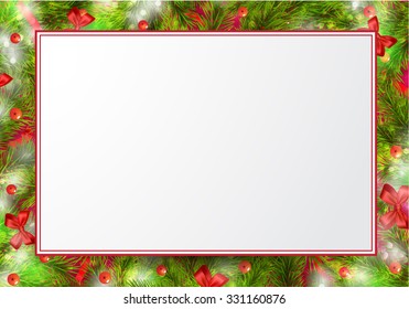 Border, frame from christmas tree branches.