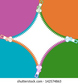 Border frame with colorful zipper.