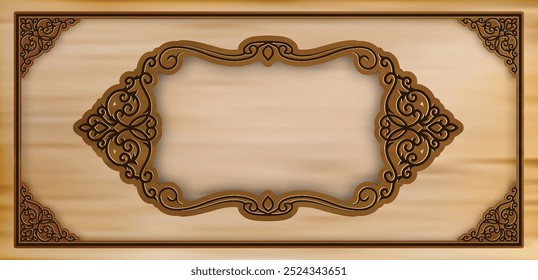 Border frame with corner line floral for picture, Vintage vector design decoration.