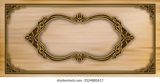 Border frame with corner line floral for picture, Vintage vector design decoration.