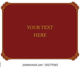 Border frame deco plaque. Vector art simple line red corner