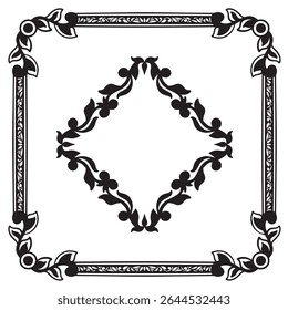 Border frame deco vector art simple line corner pattern antique style acanthus