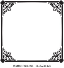 Border frame decoration vector art simple line corner. Isolated on white.