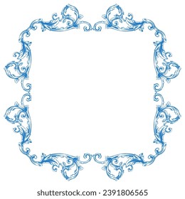 Border or frame decorative filigree calligraphy element in baroque style vintage and retro

