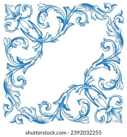 Border or frame decorative filigree calligraphy element in baroque style vintage and retro