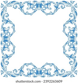 Border or frame decorative filigree calligraphy element in baroque style vintage and retro