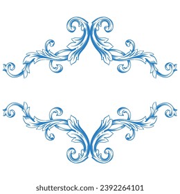 Border or frame decorative filigree calligraphy element in baroque style vintage and retro