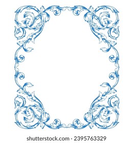 Border or frame decorative filigree calligraphy element in baroque style vintage and retro
