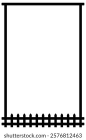 Border frame design concept of garden gate silhouette isolated on white background - vector illustration  