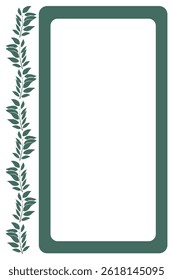 Border frame design concept of green leaves with rectangle shape isolated on white background - vector illustration