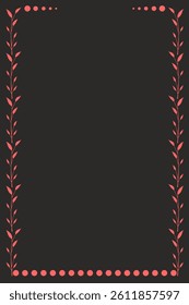 Border frame design concept of leaves and dots isolated on dark background - vector illustration