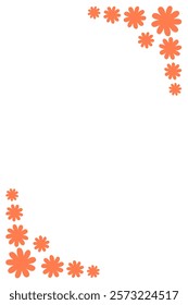 Border frame design concept of orange flowers isolated on white background in the corners - vector illustration