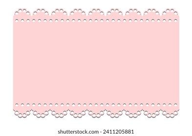 Border frame design concept of pink greeting card with punched holes isolated on white background - vector illustration