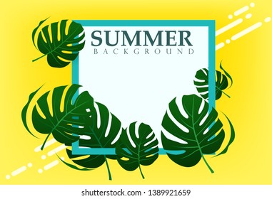 A border frame design decorated with palm leaves and copy space, Vector illustration