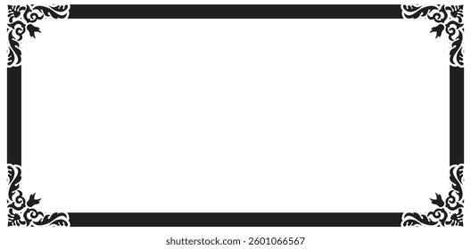 Border Frame Elegant Vintage Ornamental Design. Isolated On Transparent Background.