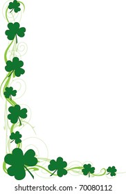 A border or frame featuring green shamrocks and scrolls