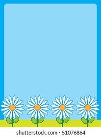 A border or frame featuring a row of bright daisies along the bottom