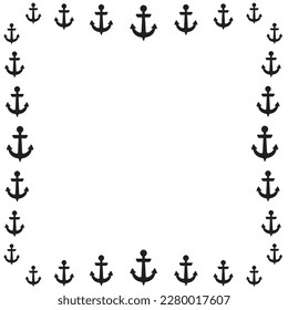 Border frame of flat yacht anchor icon frame border vector illustration isolated on white background. Ship equipment. Sea sailing ship or boat anchor isolated.
