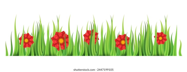 Border or frame of flowers. Vector illustration isolated on white background.