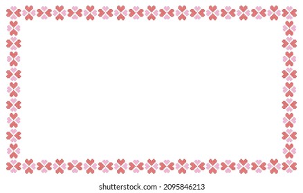 Border frame with geometric hearts for use as a design element . Valentines Day Background
