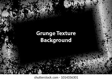 Border Frame Grunge Texture with Overlay Halftone Dots Effect, Vector Background Illustration EPS 10